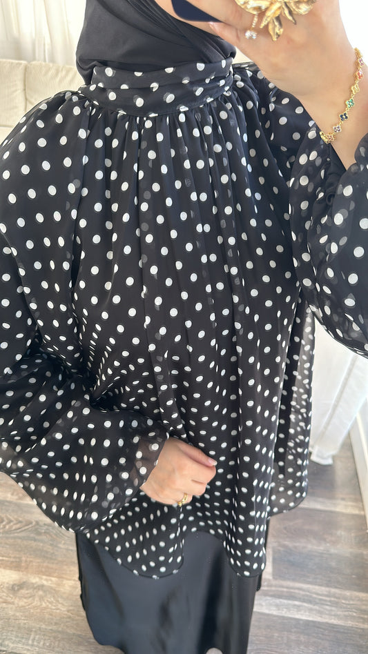 Blouse noir à pois