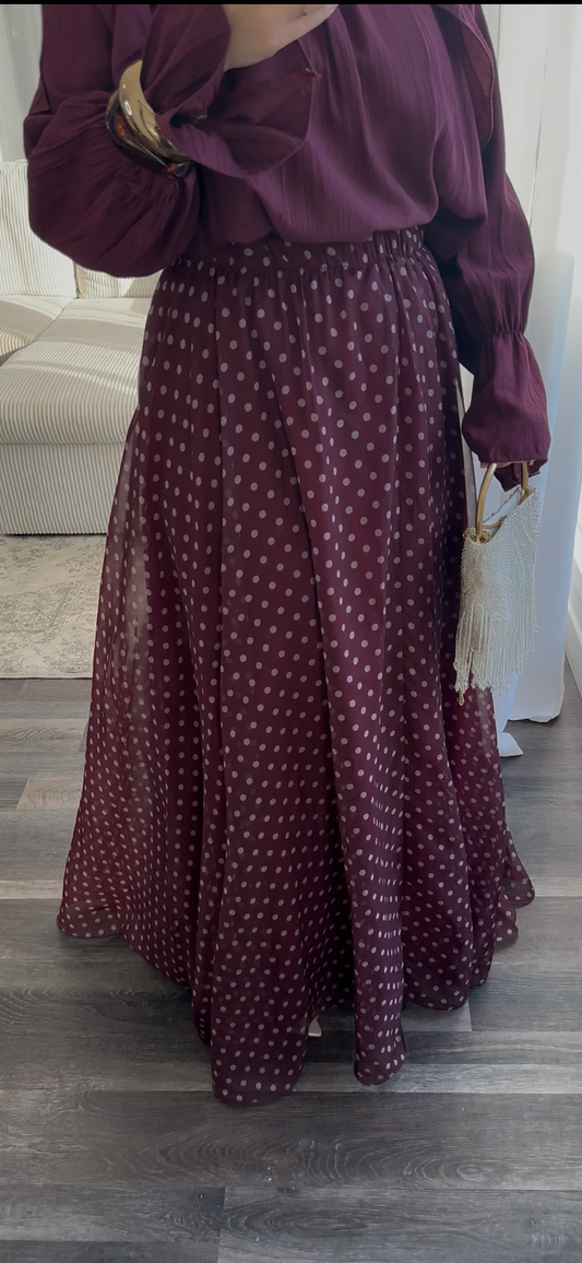 Jupe à pois bordeaux