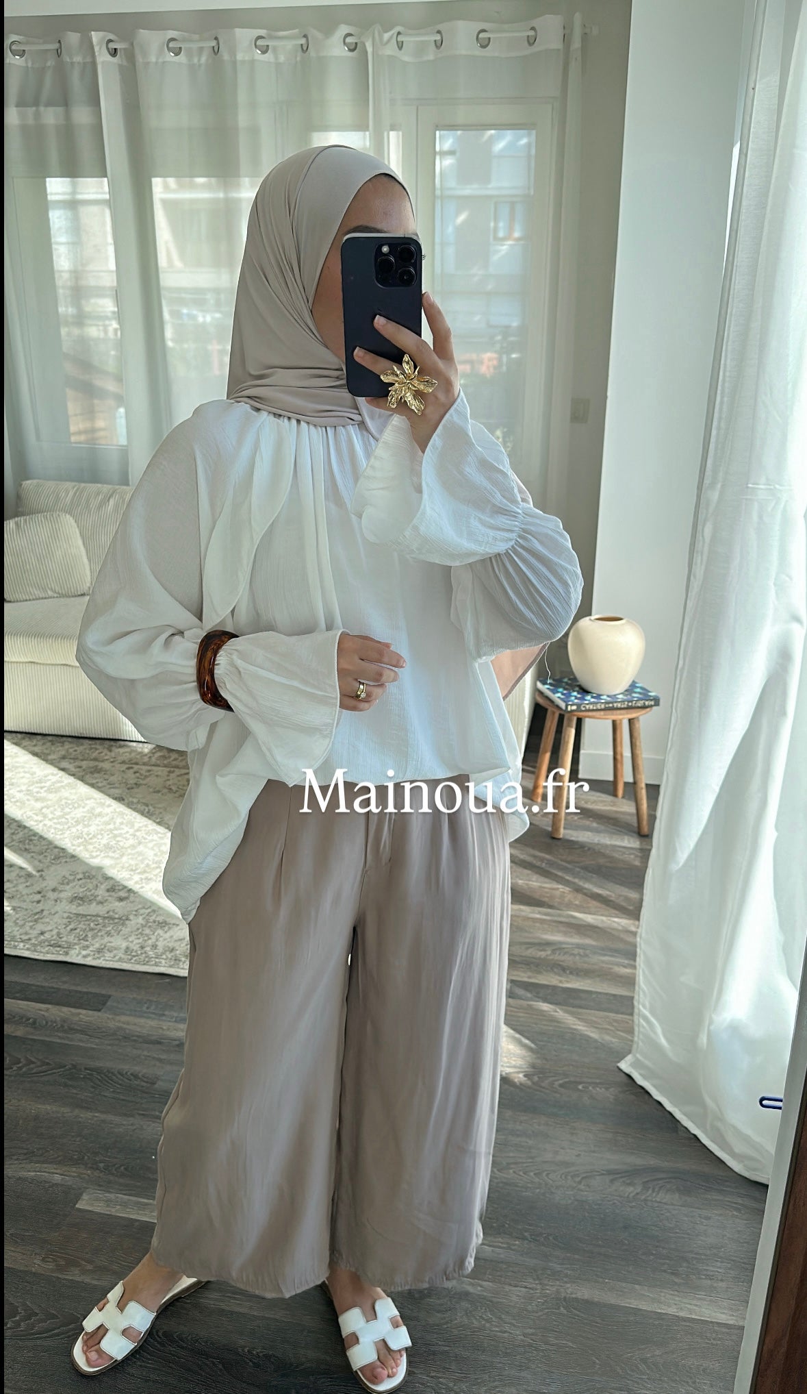Pantalon fluide beige