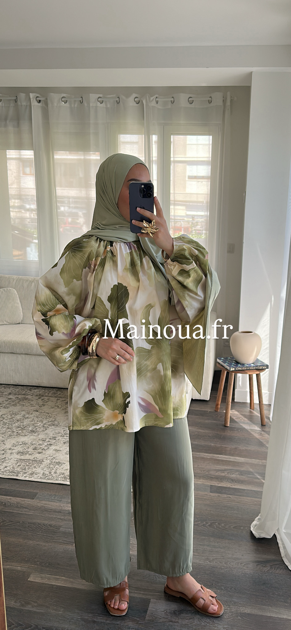 Blouse fleurie vert