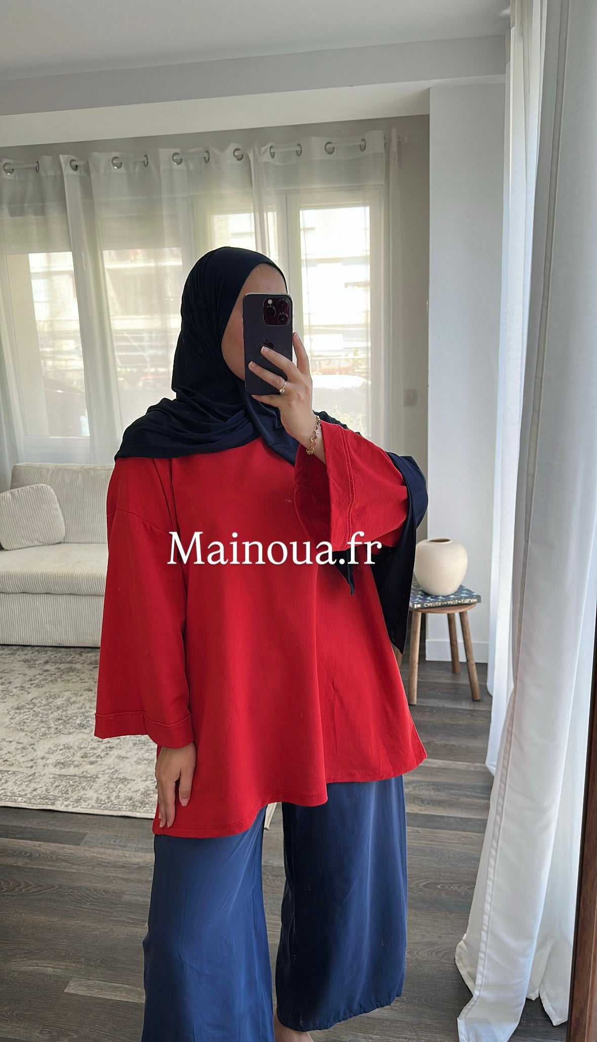 Top oversize rouge