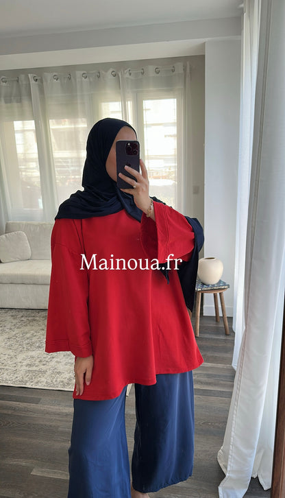 Top oversize rouge