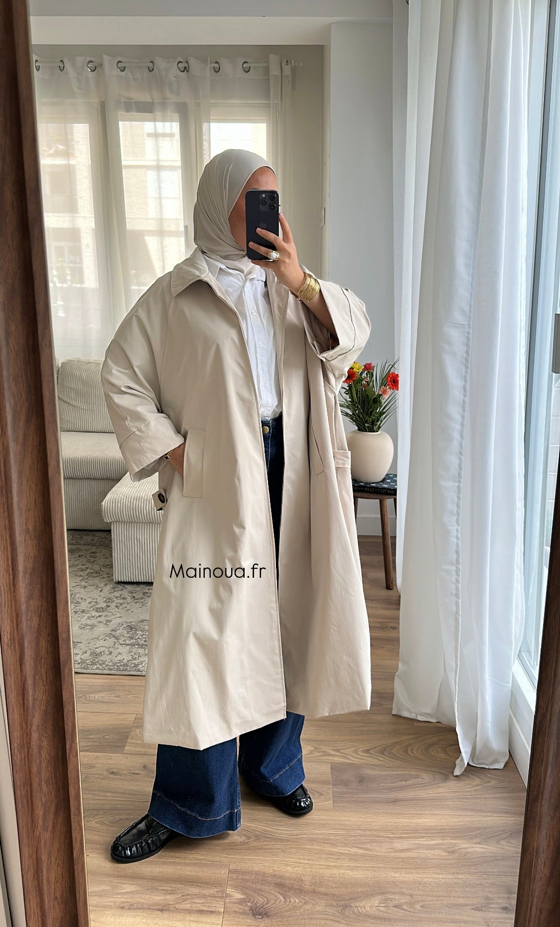 Trench long beige