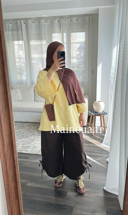 Pantalon parachute marron