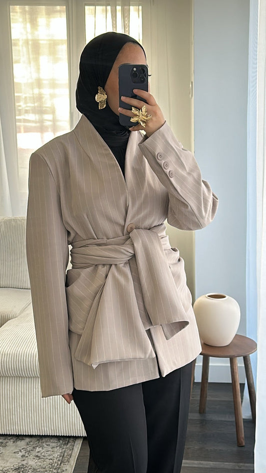 Blazer Taupe Rayé