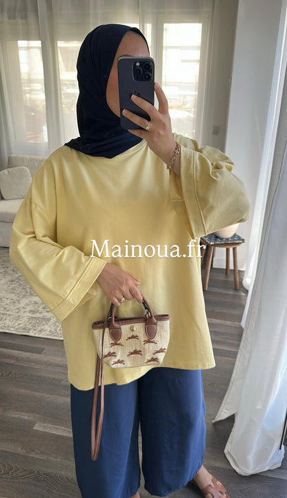 Top oversize jaune