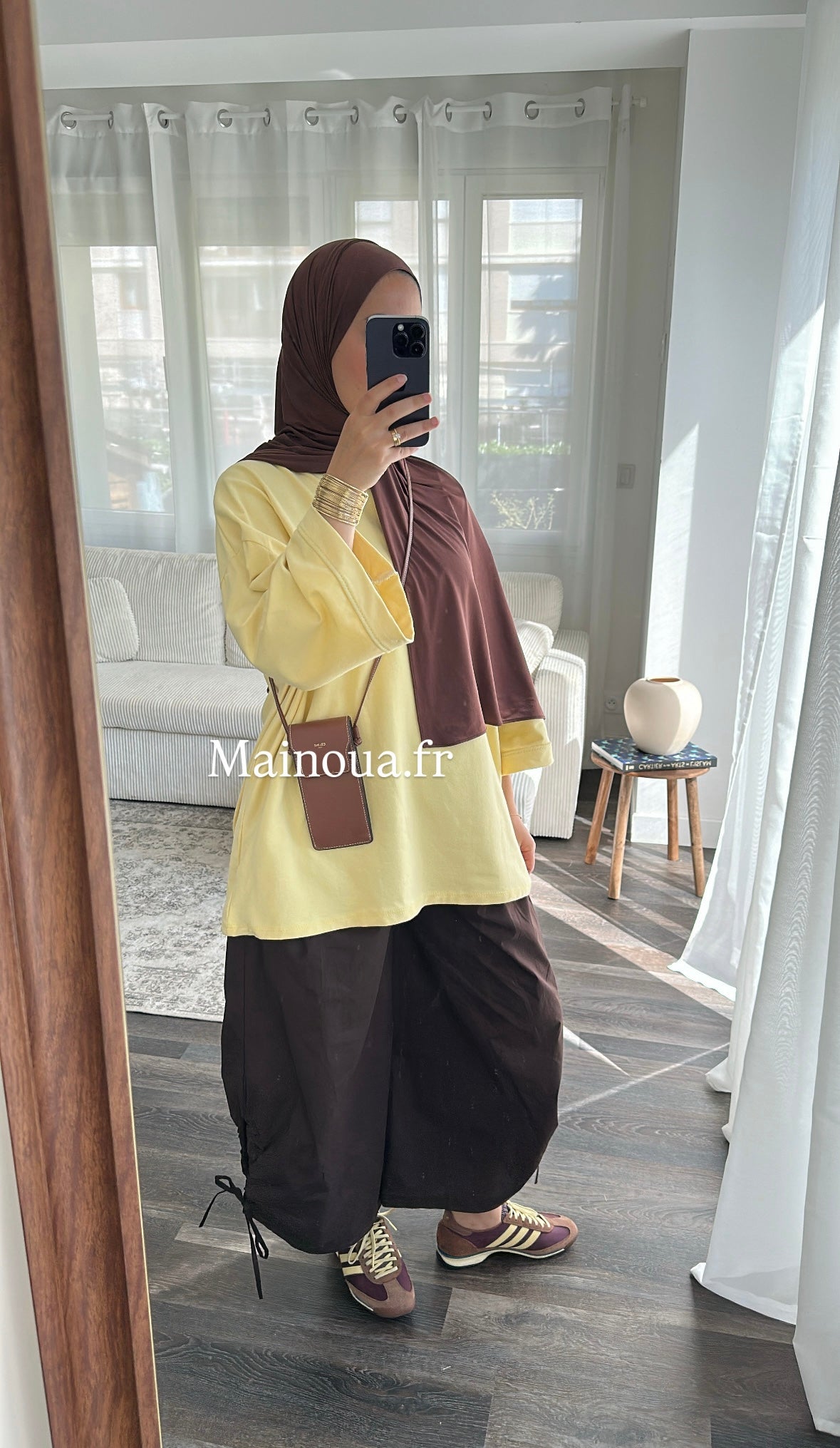 Pantalon parachute marron