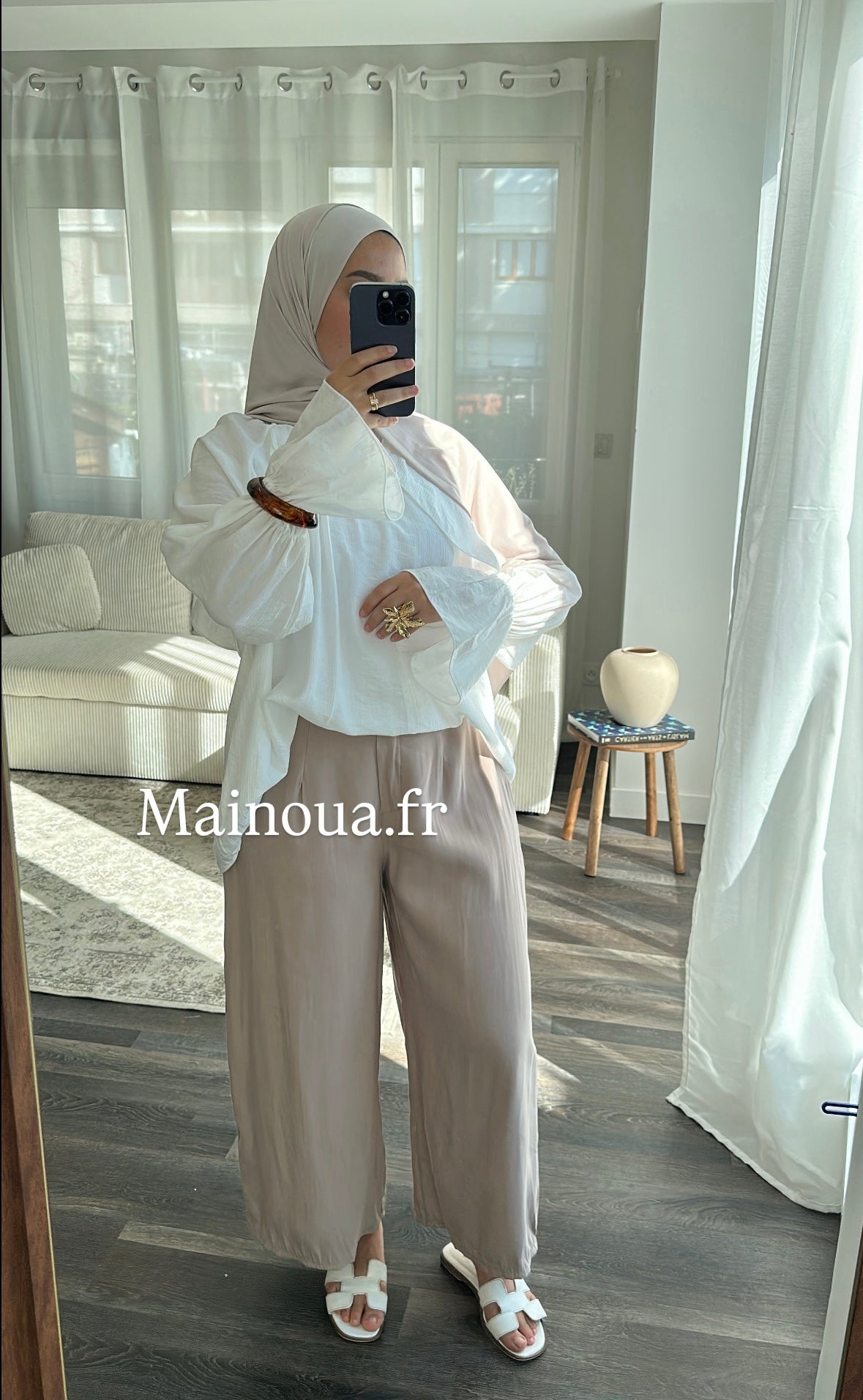Pantalon fluide beige