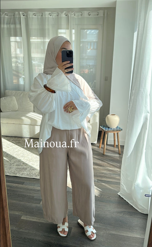 Pantalon fluide beige