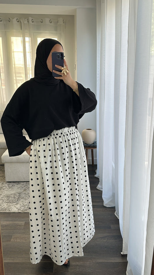 Jupe blanche à pois