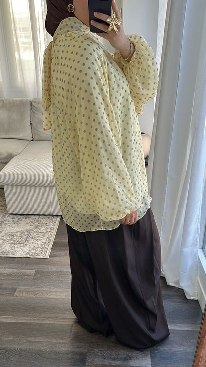 Blouse jaune à pois