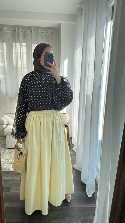 Blouse marron à pois