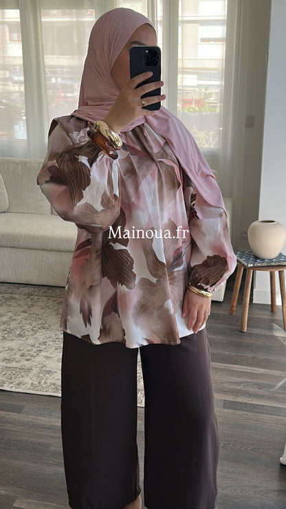 Blouse fleurie rose