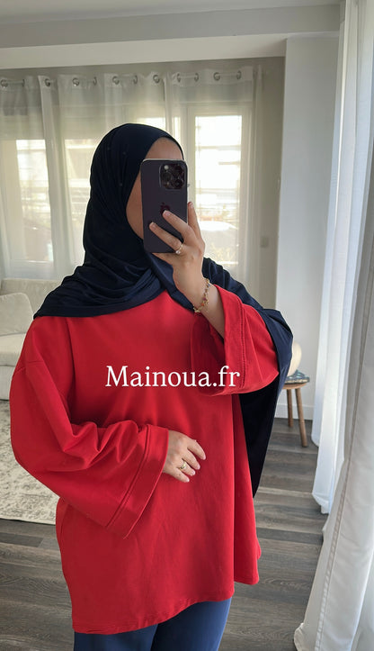 Top oversize rouge