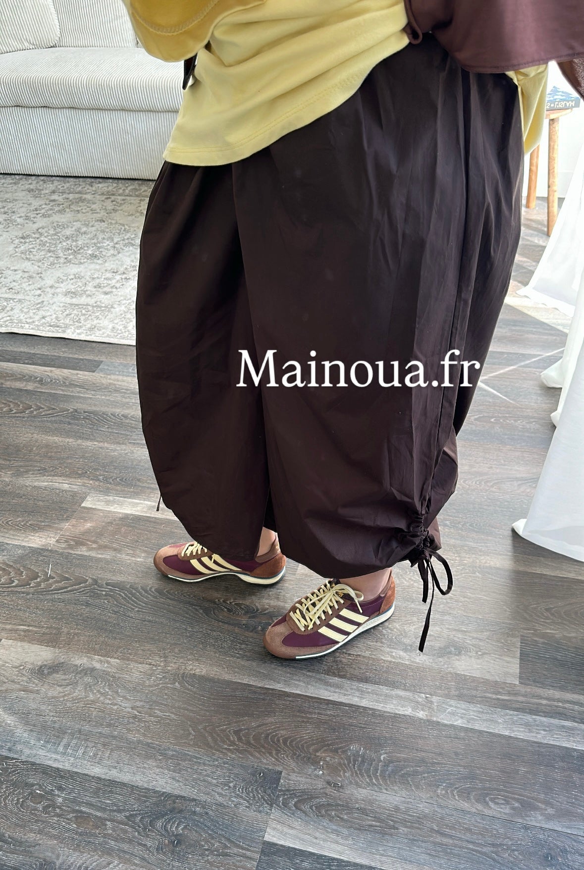 Pantalon parachute marron