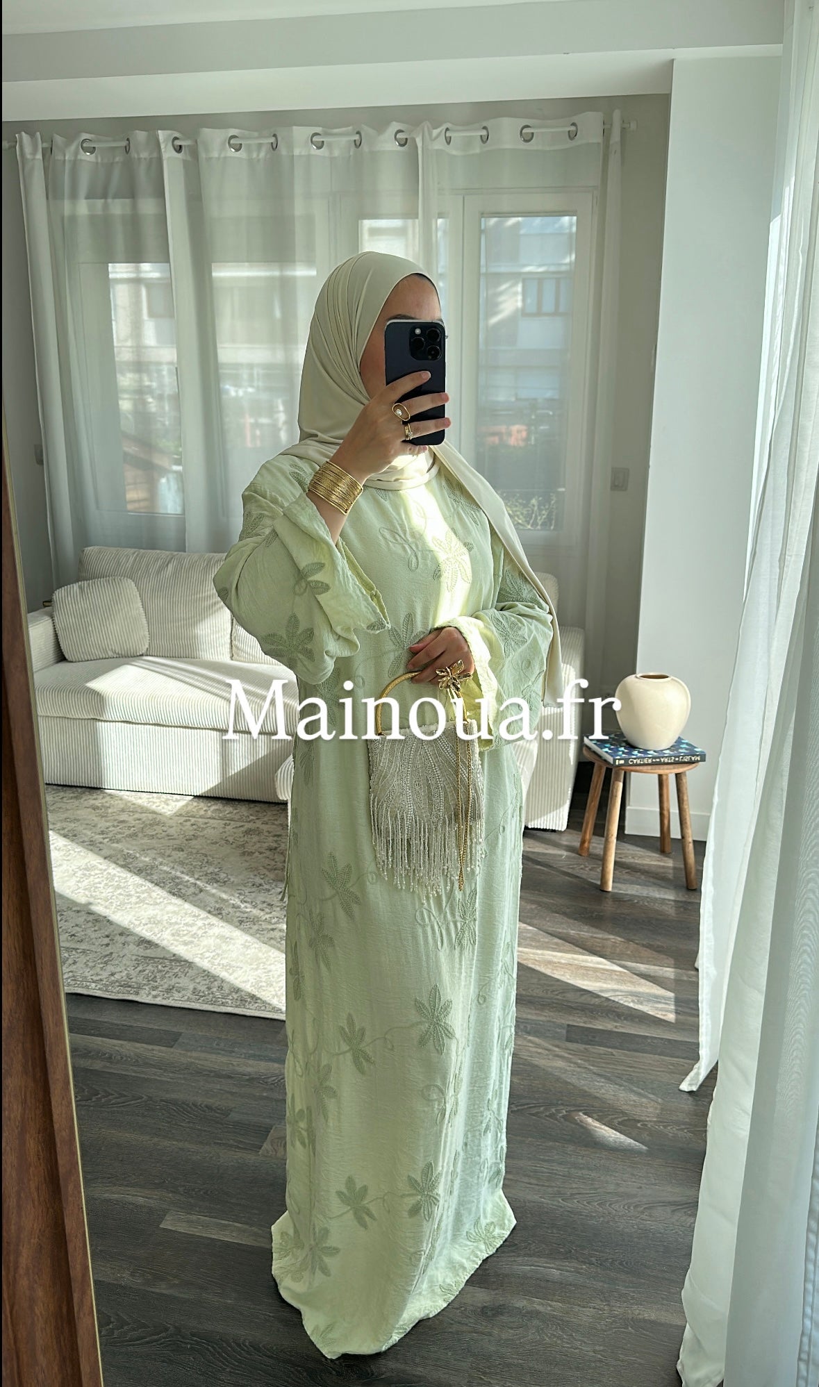 Robe fleurie sauge