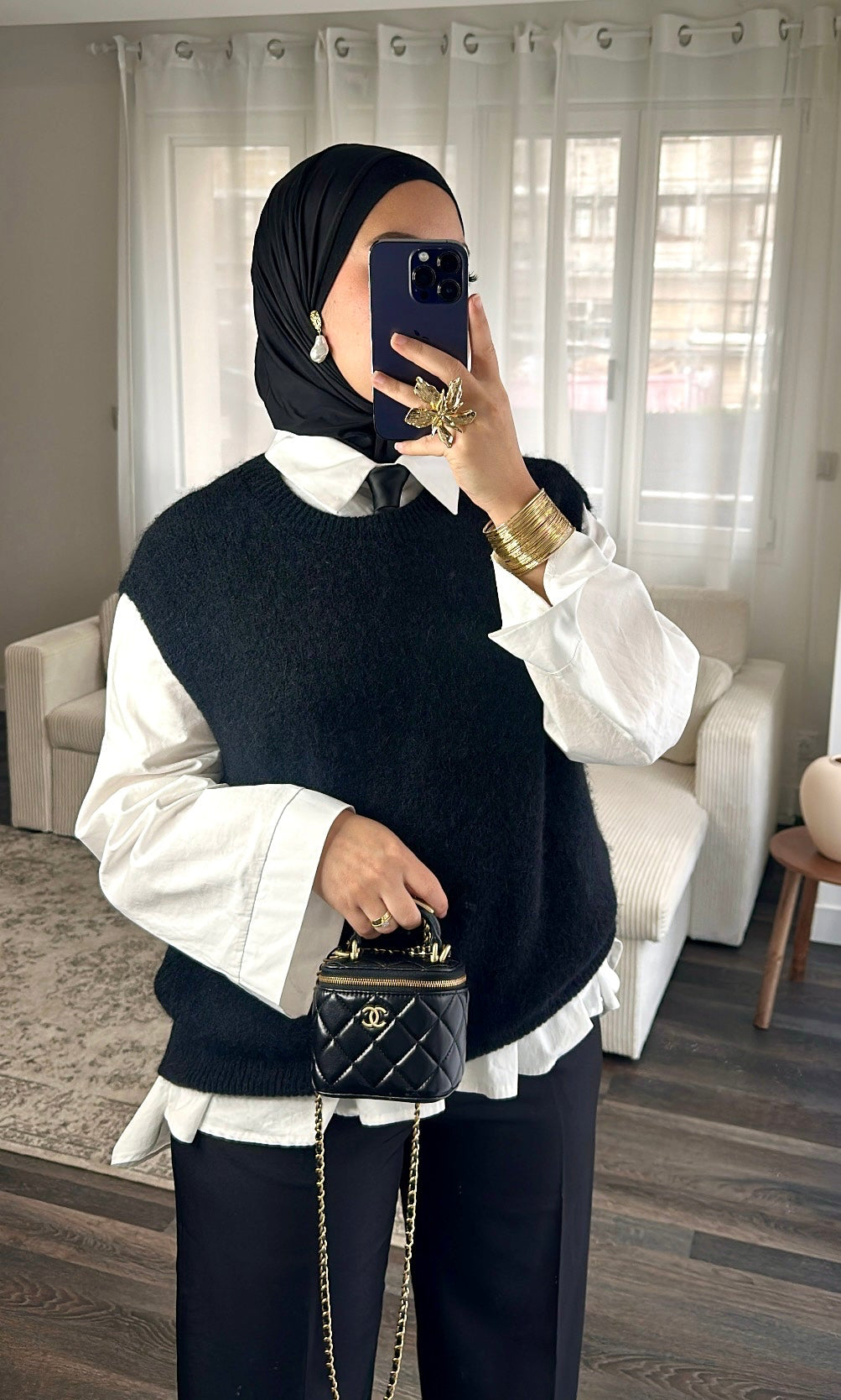 Pull Noir sans manches