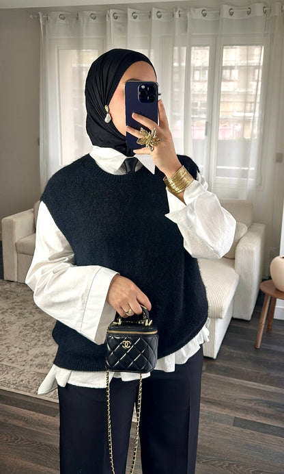 Pull Noir sans manches