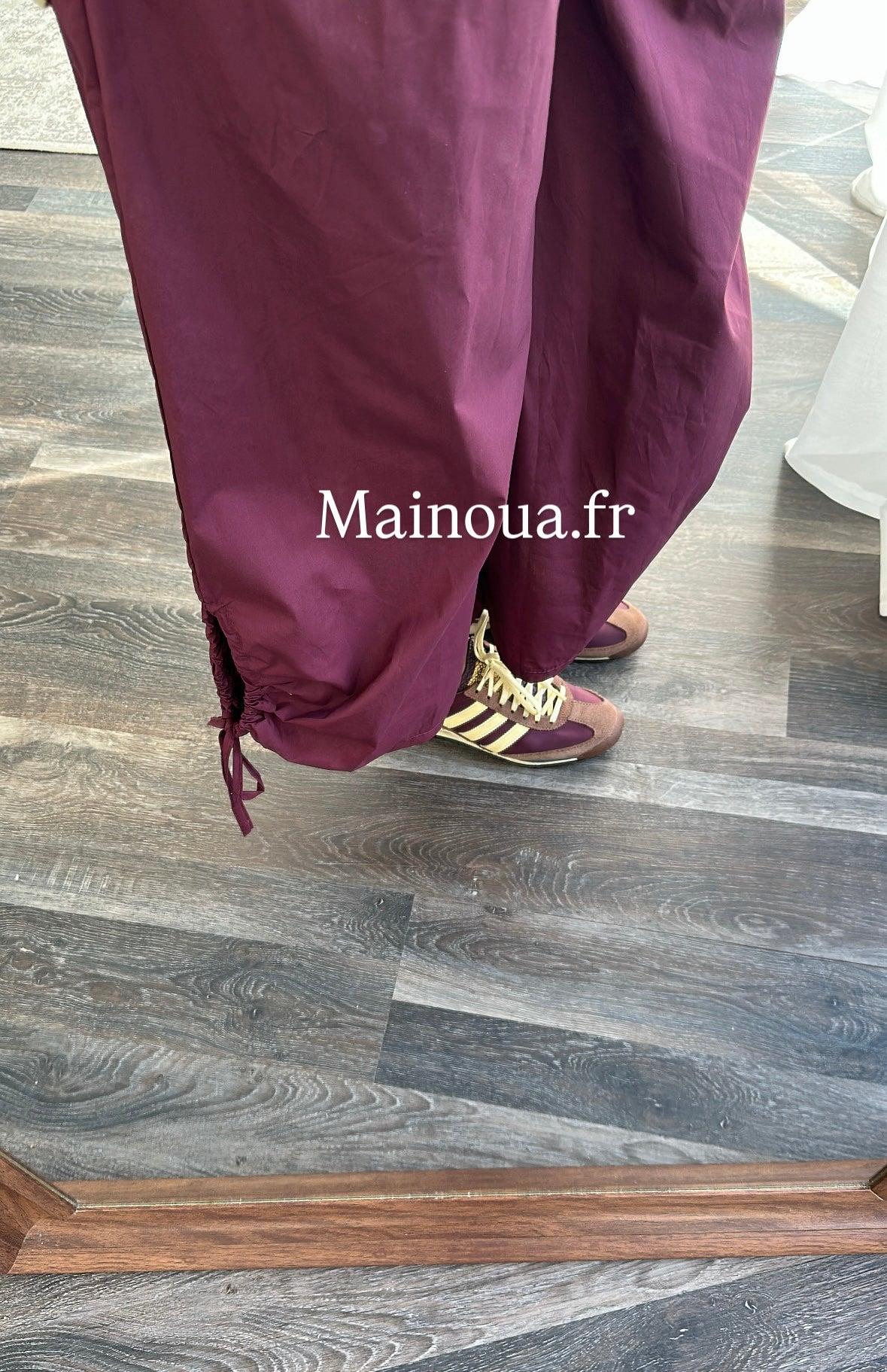 Pantalon parachute bordeaux