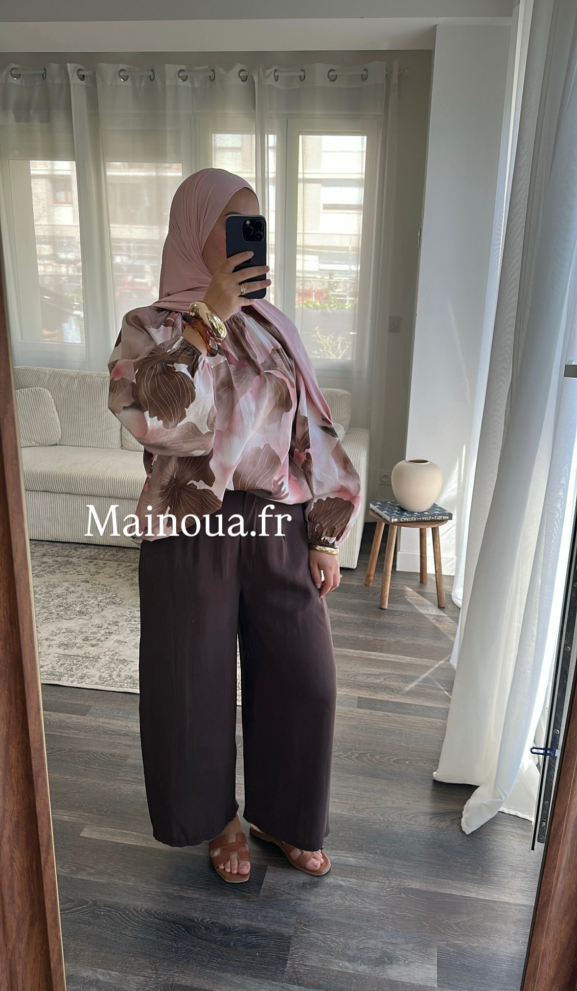 Blouse fleurie rose