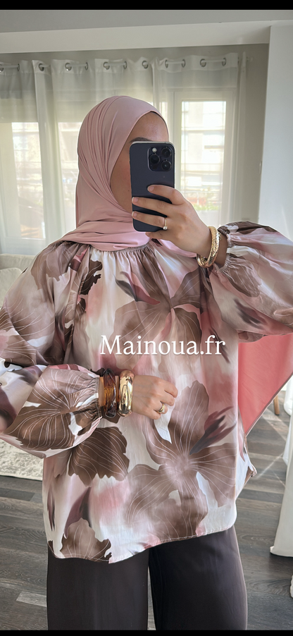 Blouse fleurie rose
