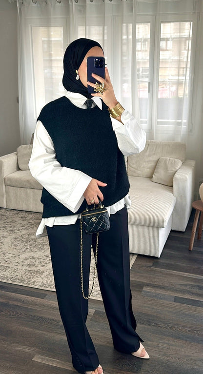 Pull Noir sans manches