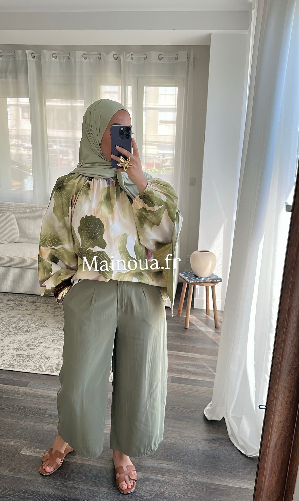 Pantalon fluide kaki