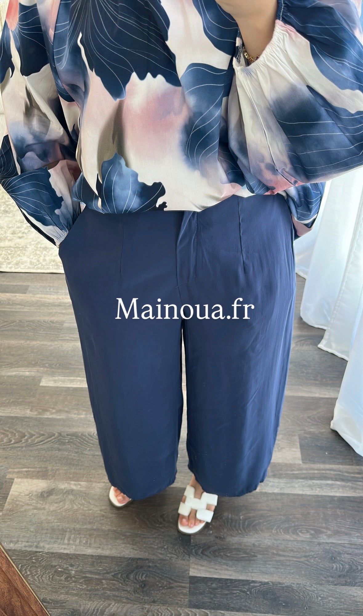 Pantalon fluide bleu