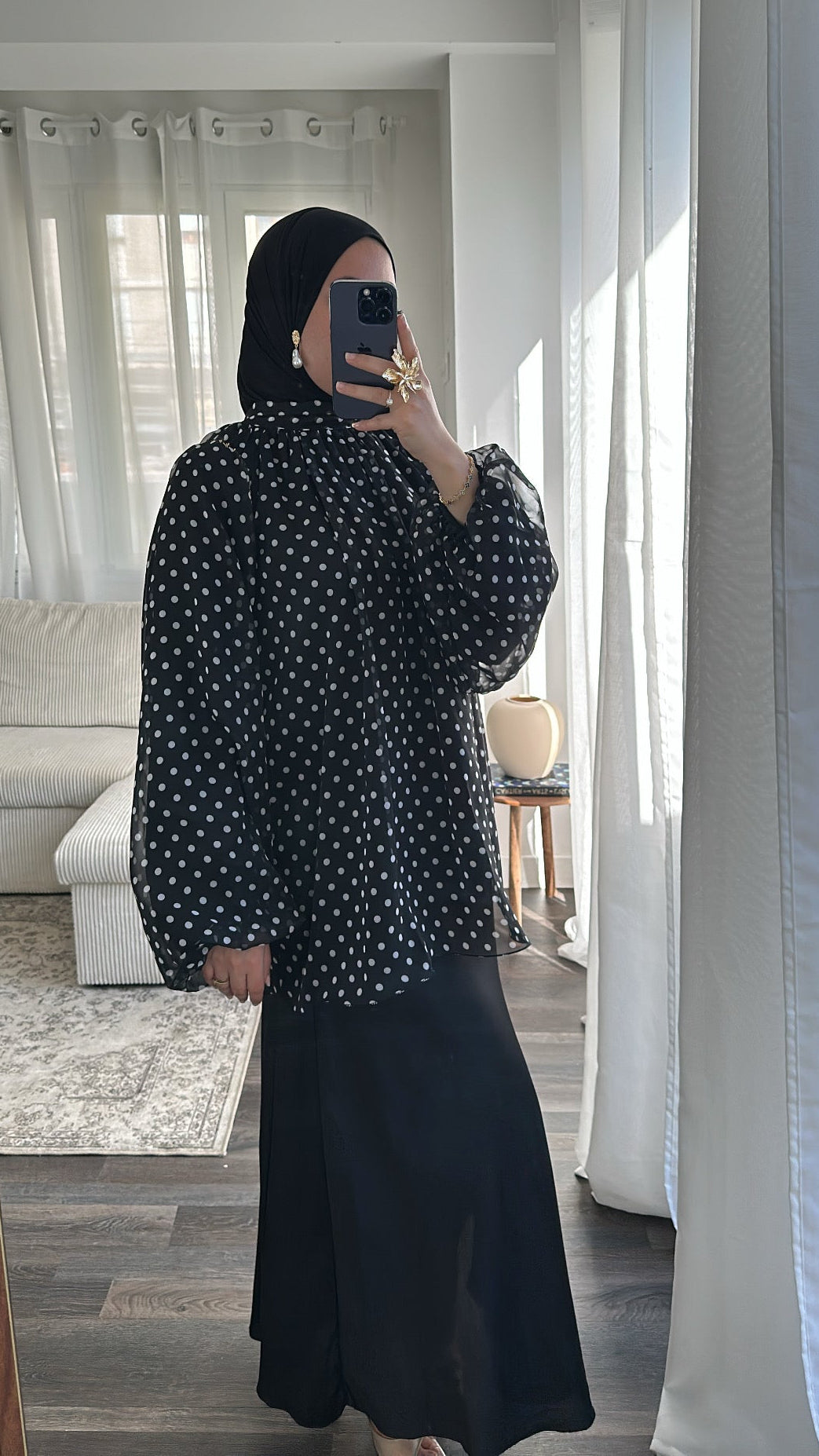 Blouse noir à pois