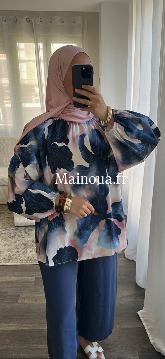 Blouse fleurie bleu