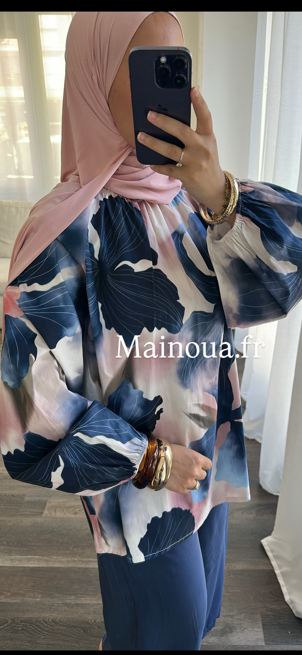 Blouse fleurie bleu