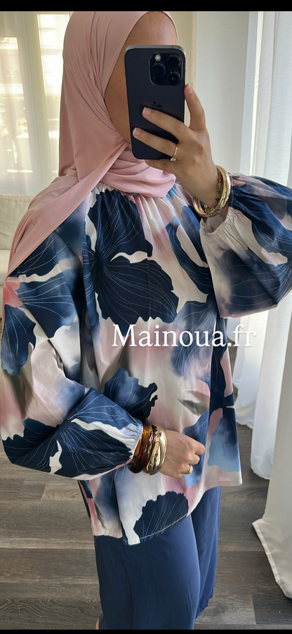 Blouse fleurie bleu