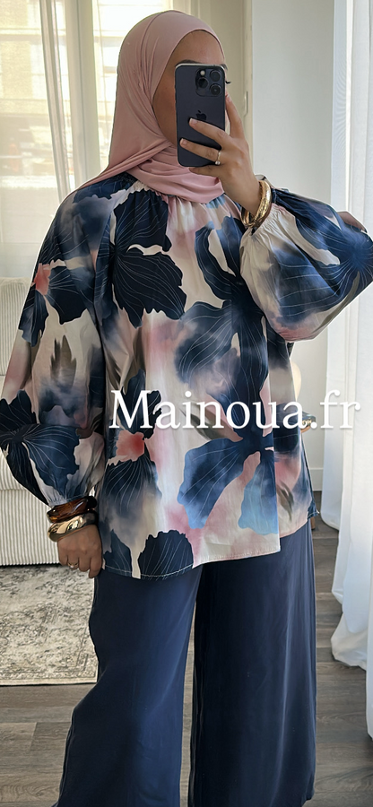 Blouse fleurie bleu