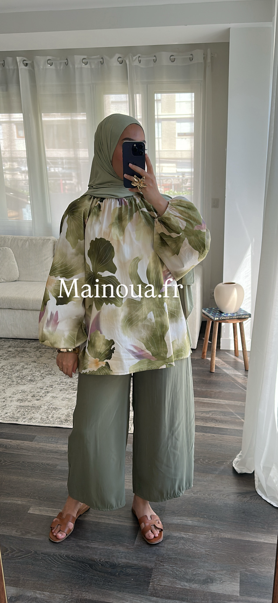 Blouse fleurie vert